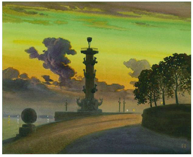 Вечер на Стрелке Васильевского острова