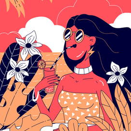 Девушка с коктейлем