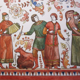 Музыканты (сюжет росписи стола)
