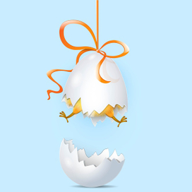 Цыплёнок родился. Открытка к Пасхе