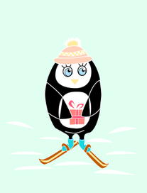 Пингвин с подарком