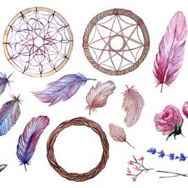 Клипарт перья и ловцы снов