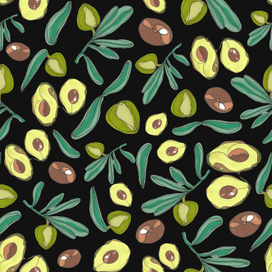 Бесшовный паттерн оливка-авокадо