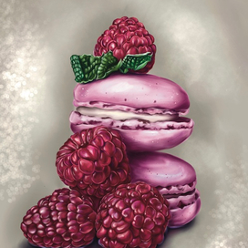 Макарон с малиной