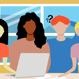 Работа в офисе в стиле flat