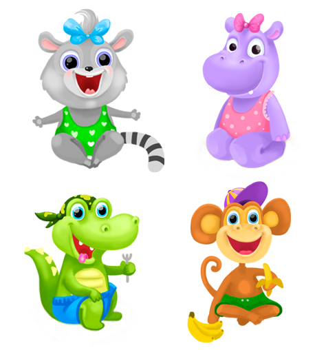 Персонажи для мобильного приложения "Математика для детей"