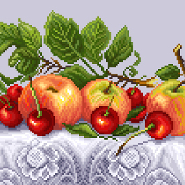 Натюрморт с вишней и грушами