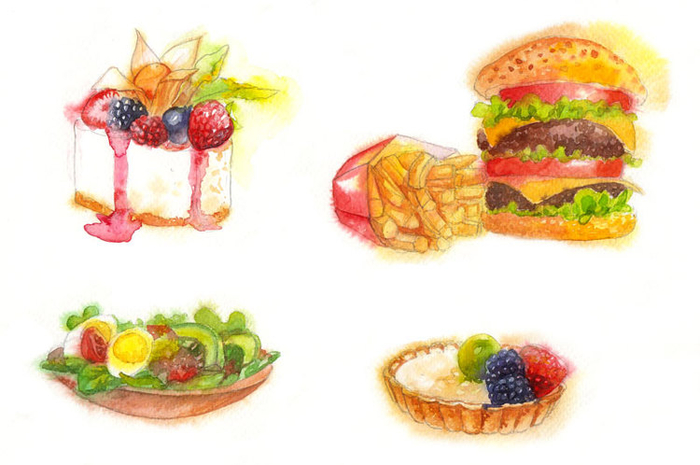 Акварельная еда. 