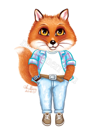 Иллюстрация для принтов- "Брутальный лис"