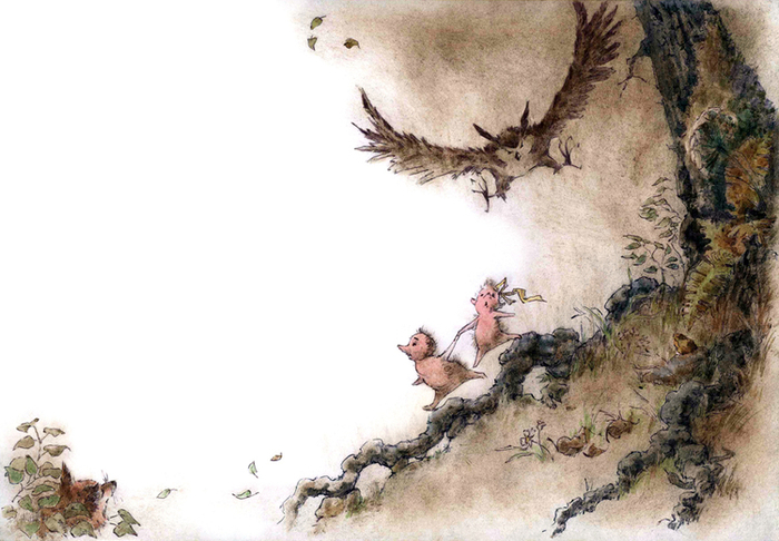 ​Ежата без колючек бегут от совы