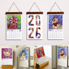 Иллюстрации масленой пастелью, календарь 2026