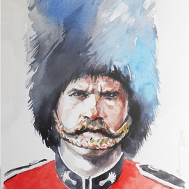 "В.И.Чапаев на стажировке в рядах  королевской дворцовой гвардии.  Осень 1908 г. Лондон." 