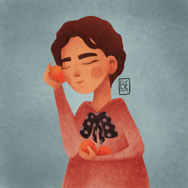 Девочка с персиками