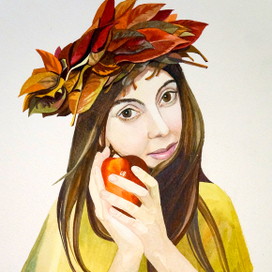 Настенька с красным яблочком