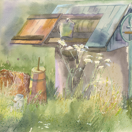 У колодца, этюд