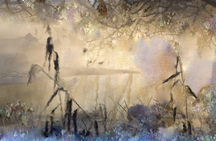 Стога в тумане