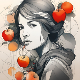 Загадочная девушка с красными яблоками