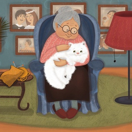 Бабушка с котом