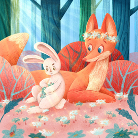 Иллюстрация к обложке книги "Лисьи истории: в лесу"