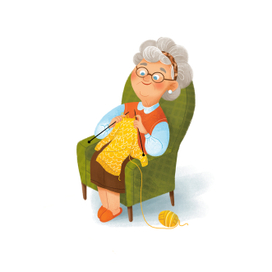 Бабушка вяжет