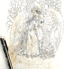 рис. из пятна..-Прощание с ангелом...