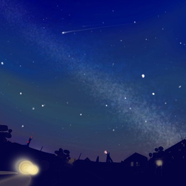 эскиз. ночная дорога