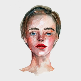 Портрет девушки акварелью