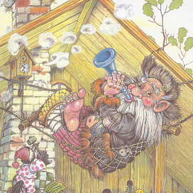 В доме добрый Домовой поселился за трубой...