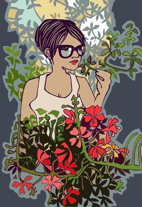 Катя в кустах