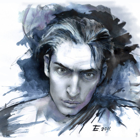 Portrait of a young friend. Etude. Indian ink. Ink.