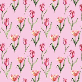 Паттерн тюльпаны на розовом
