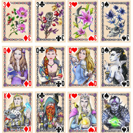 Иллюстрации для колоды карт в фэнтези стиле (люди, гномы, эльфы, орки)
