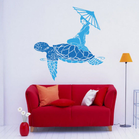 Принт для наклейки " Прогулка на черепахе"