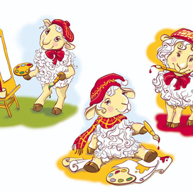 Барашки-художники для НГ упаковки