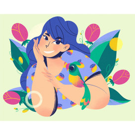 Девочка с попугаем