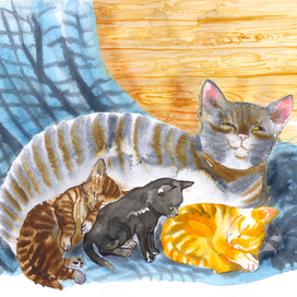 кошка с котятами