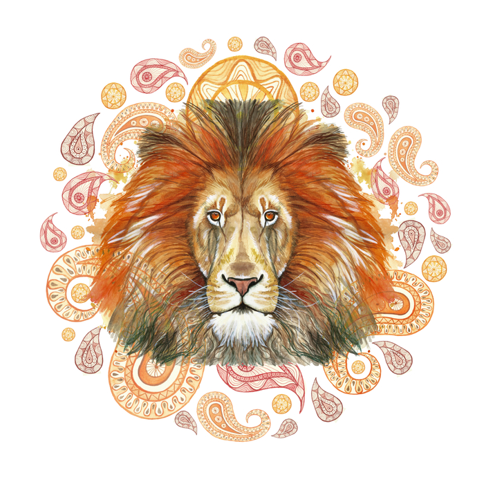 Лев с индийским орнаментом
