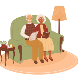 Senior Couple in a Flat Style