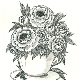 Цветы в чашке