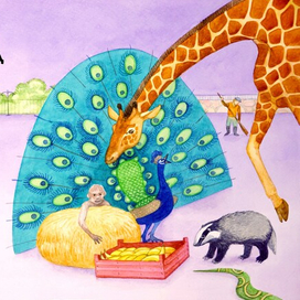 Разворот стихотворения С.Маршака "Зоосад"