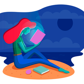 Девушка с книгой на берегу моря