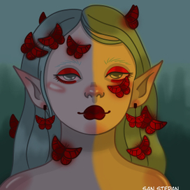 красные бабочки 