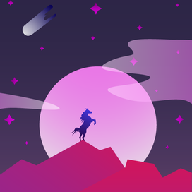 The moon and a horse