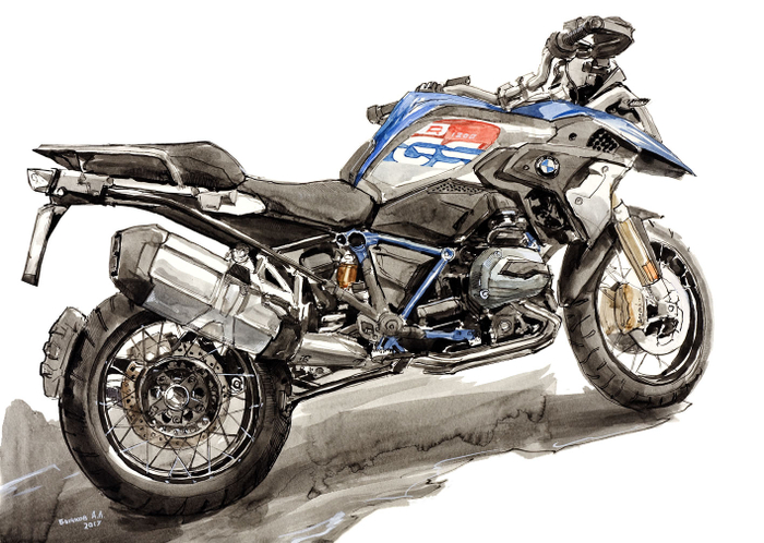 натурная зарисовка BMW R1200GS 