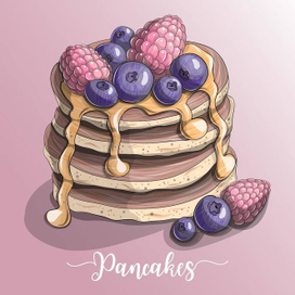 Блинчики с медом и ягодами