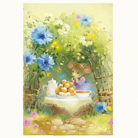 Пончики и васильковый чай .