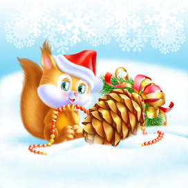 Белка и золотая шишка