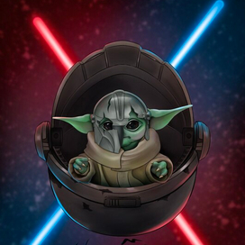 Фан-арт. Грогу. Мандалорец.