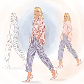 девушка в стиле fashion illustration 