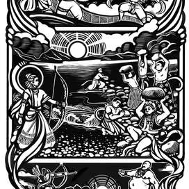 "Рамаяна" эскиз к линогравюре